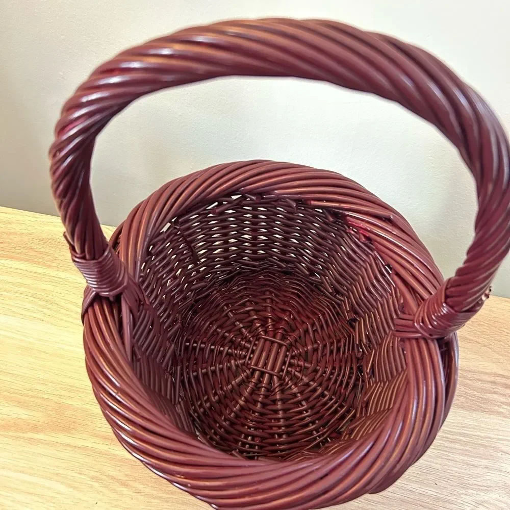 Woven Round Handle Basket - Deep Brown
